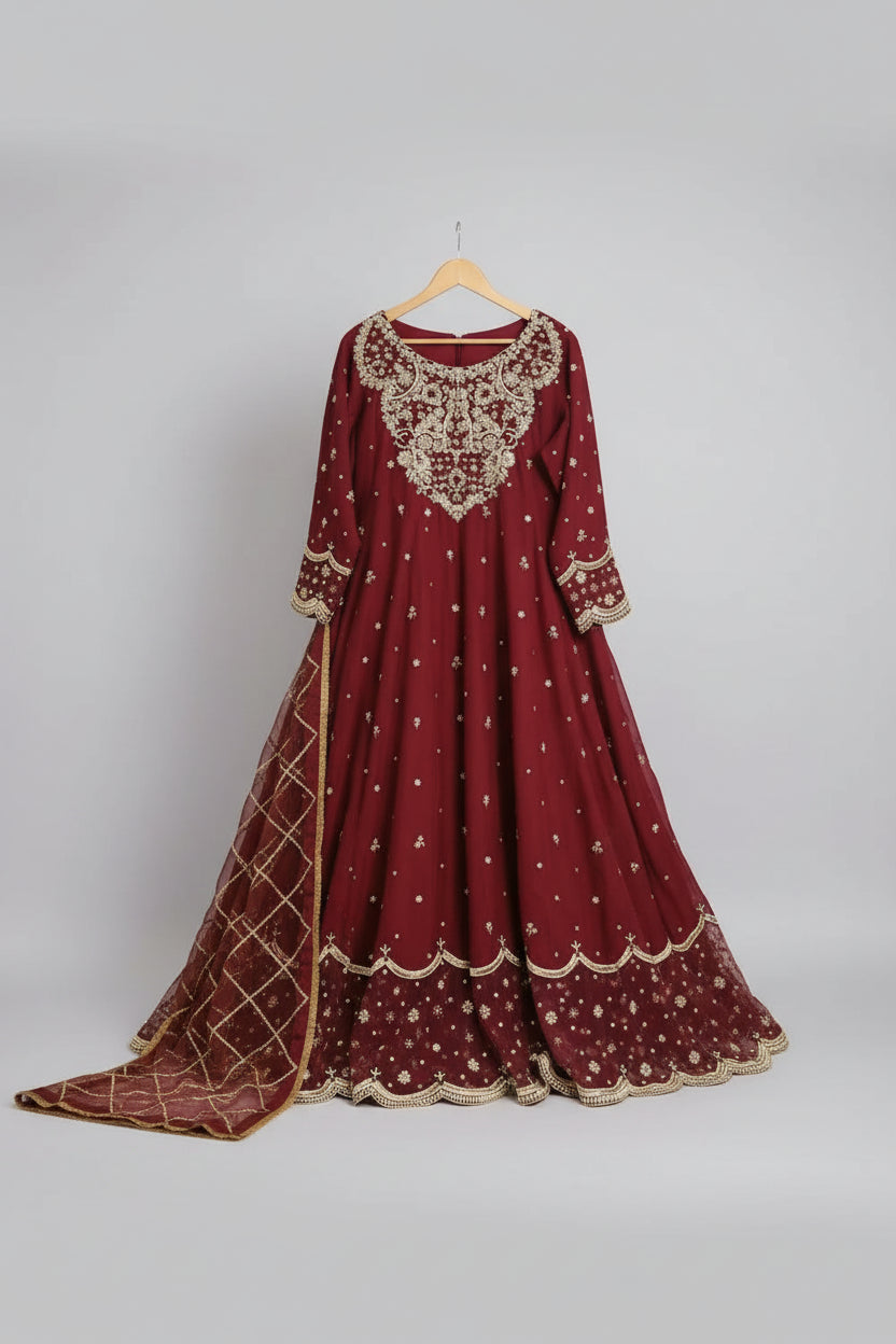 3 Pcs Women's Stitched Shamoz Silk Hand Work Suit