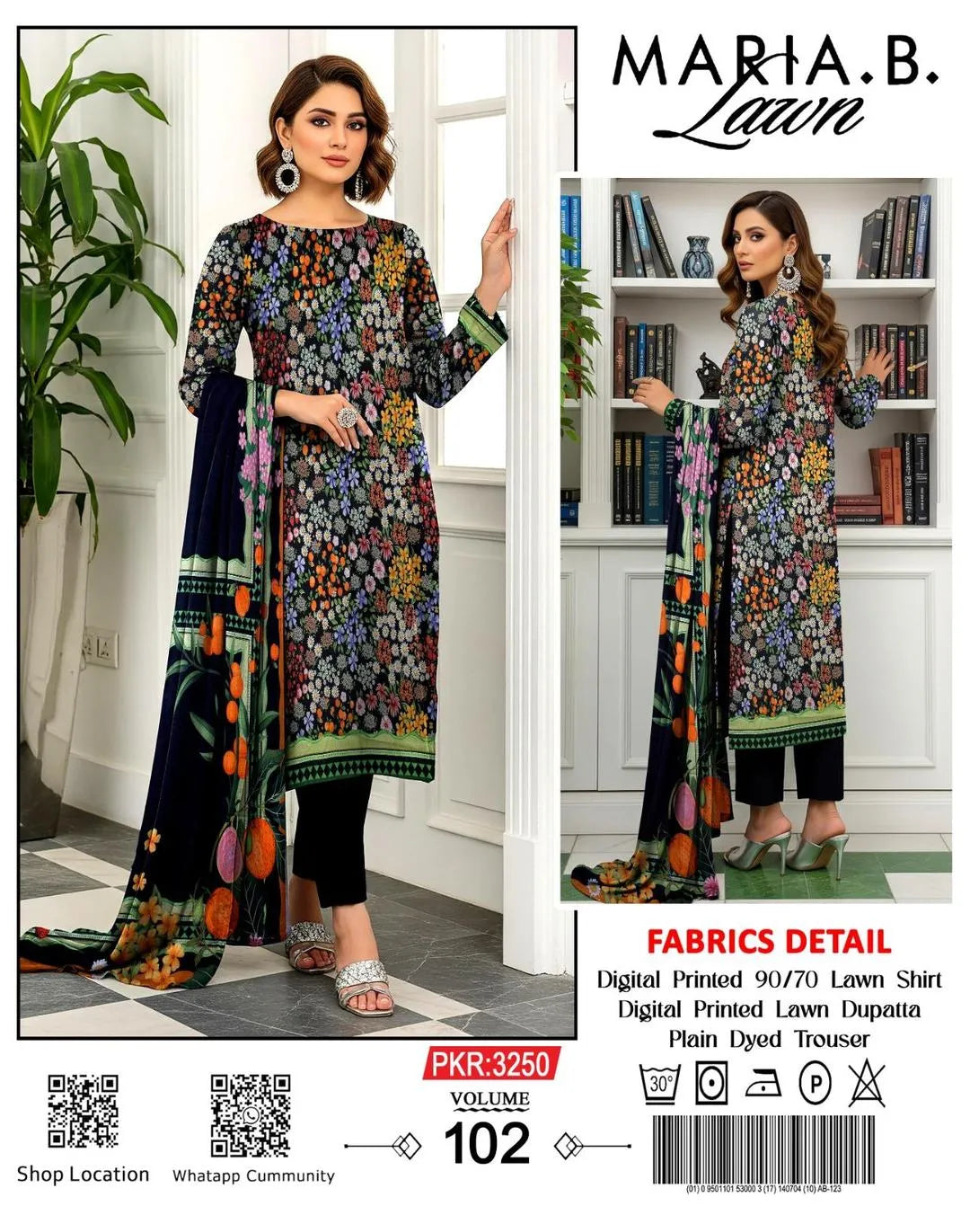 3 Pcs Women's Unstitched Digital Print Suit
