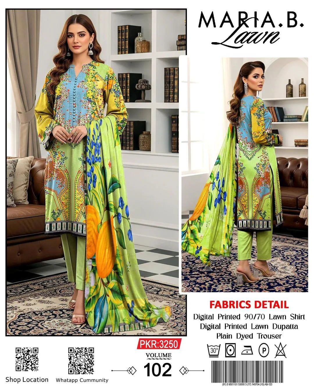3 Pcs Women's Unstitched Digital Print Suit