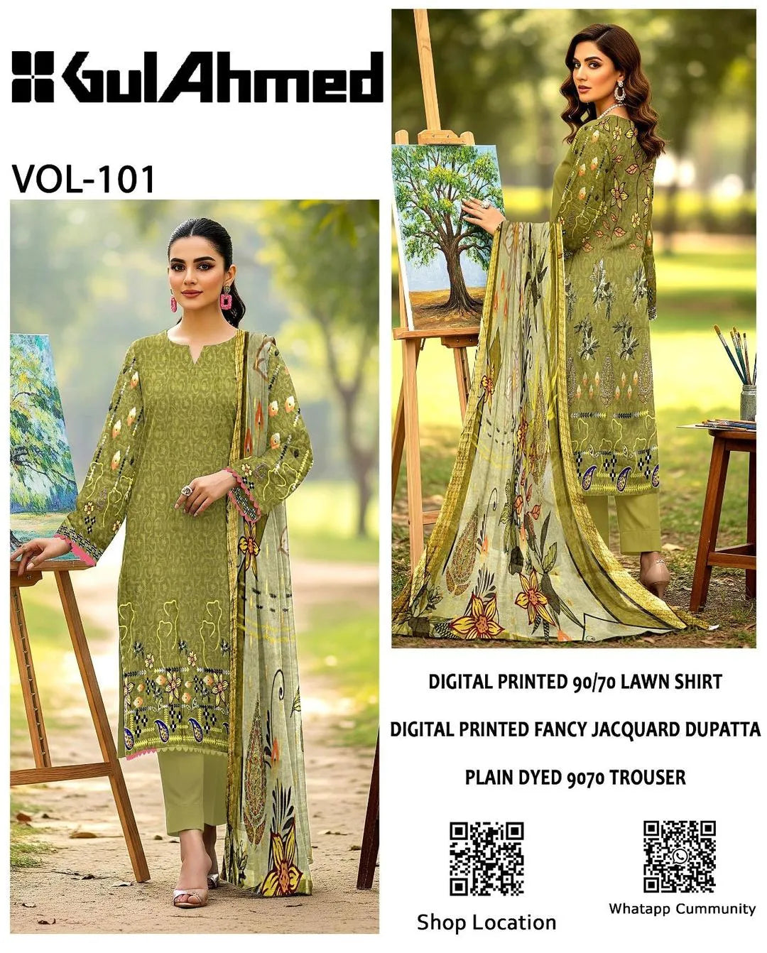 3 Pcs Women's Unstitched Embroidered Suit