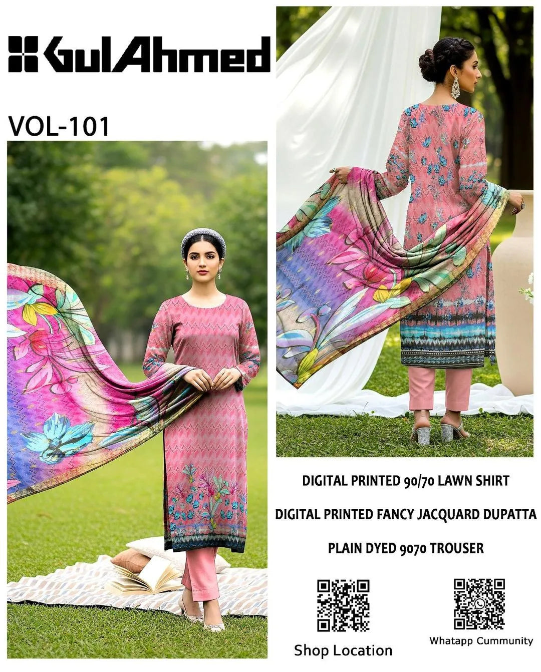 3 Pcs Women's Unstitched Embroidered Suit