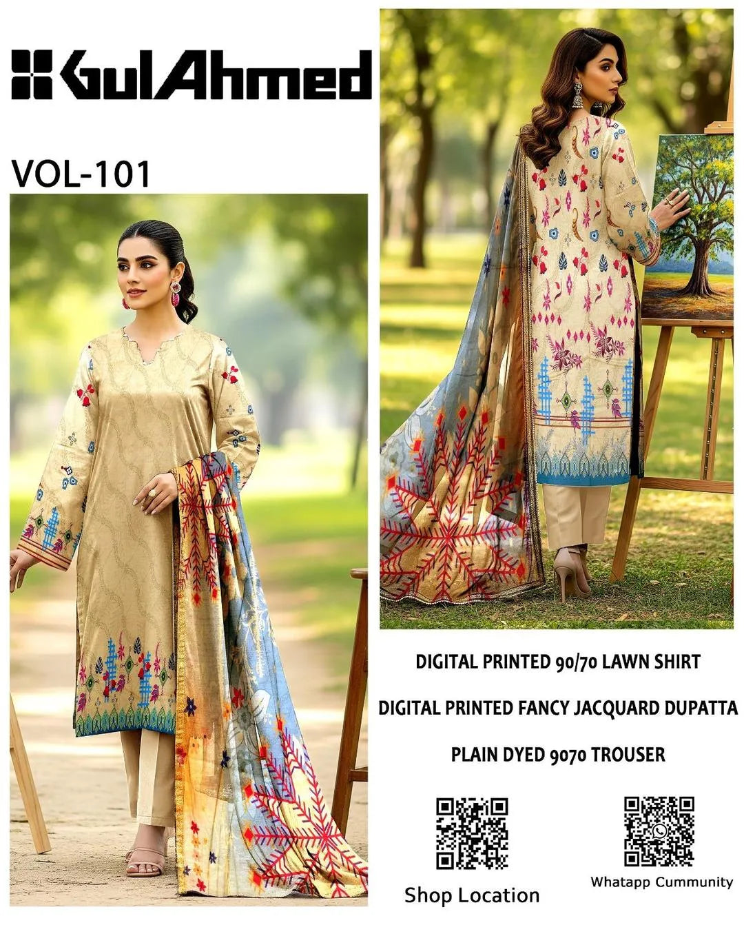 3 Pcs Women's Unstitched Embroidered Suit