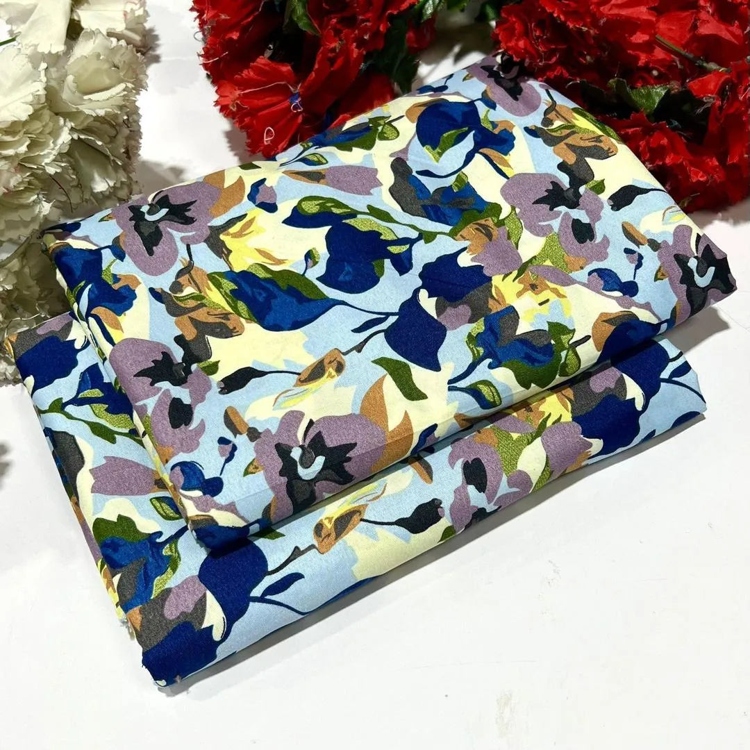 2 Pcs Women's Unstitched Printed Suit