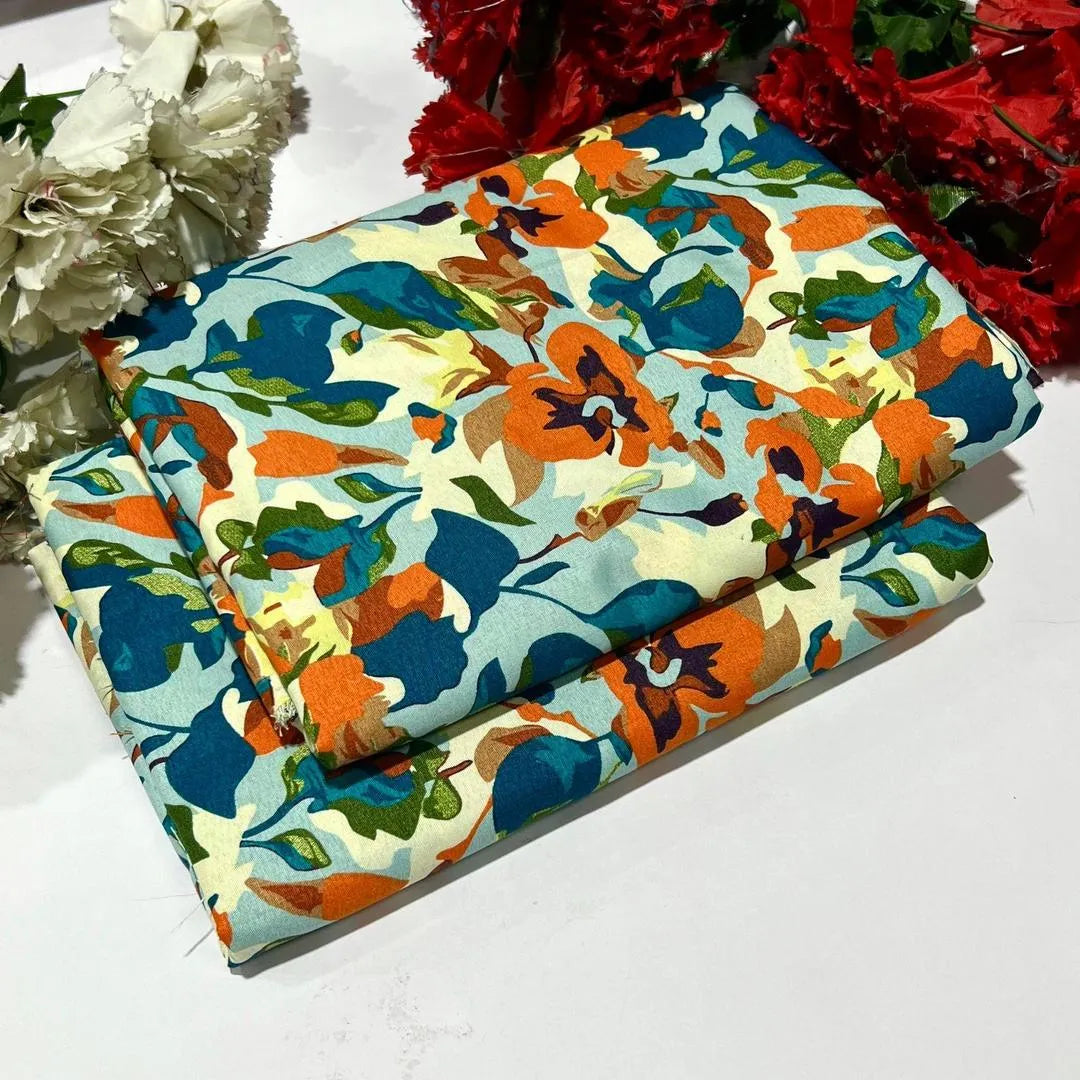 2 Pcs Women's Unstitched Printed Suit