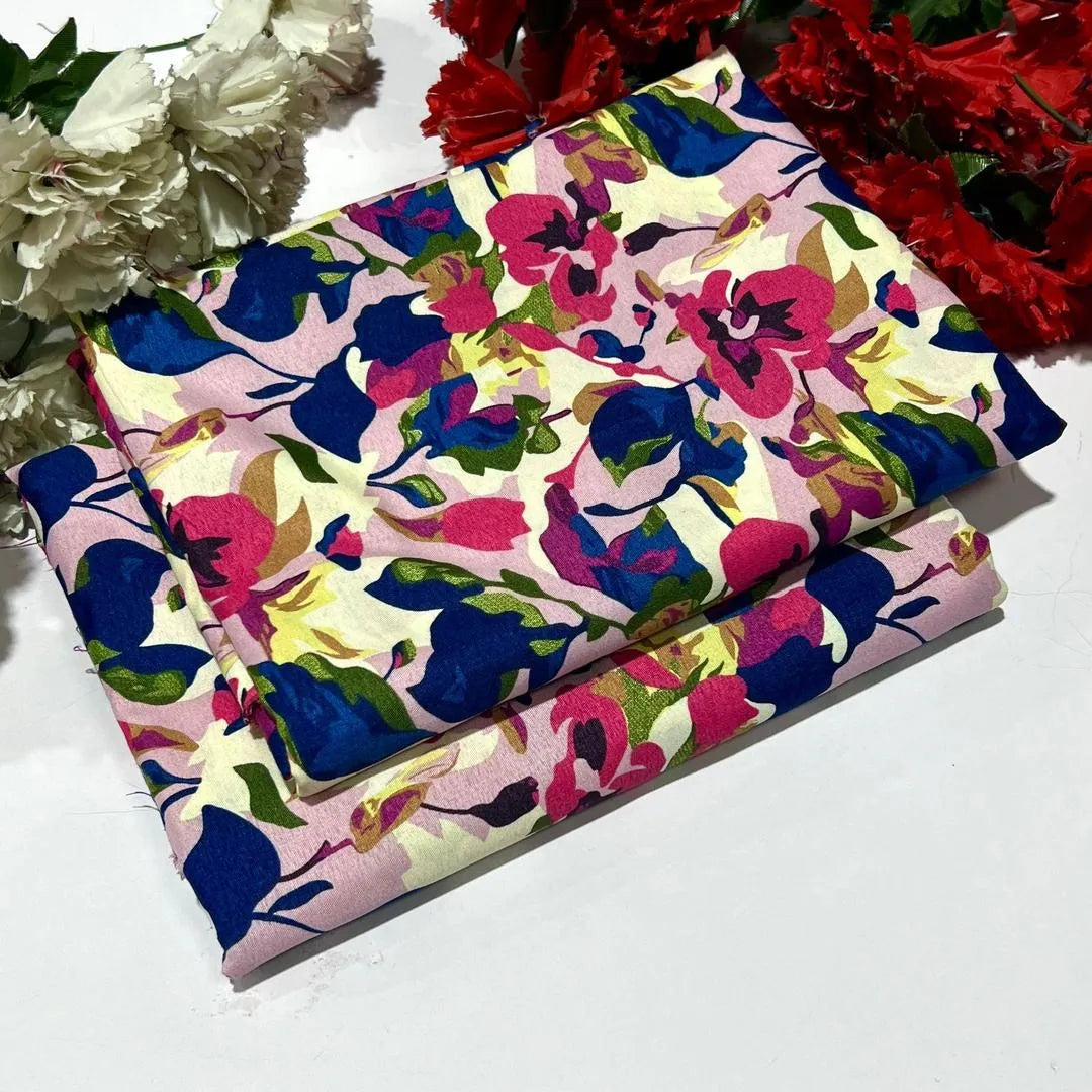 2 Pcs Women's Unstitched Printed Suit