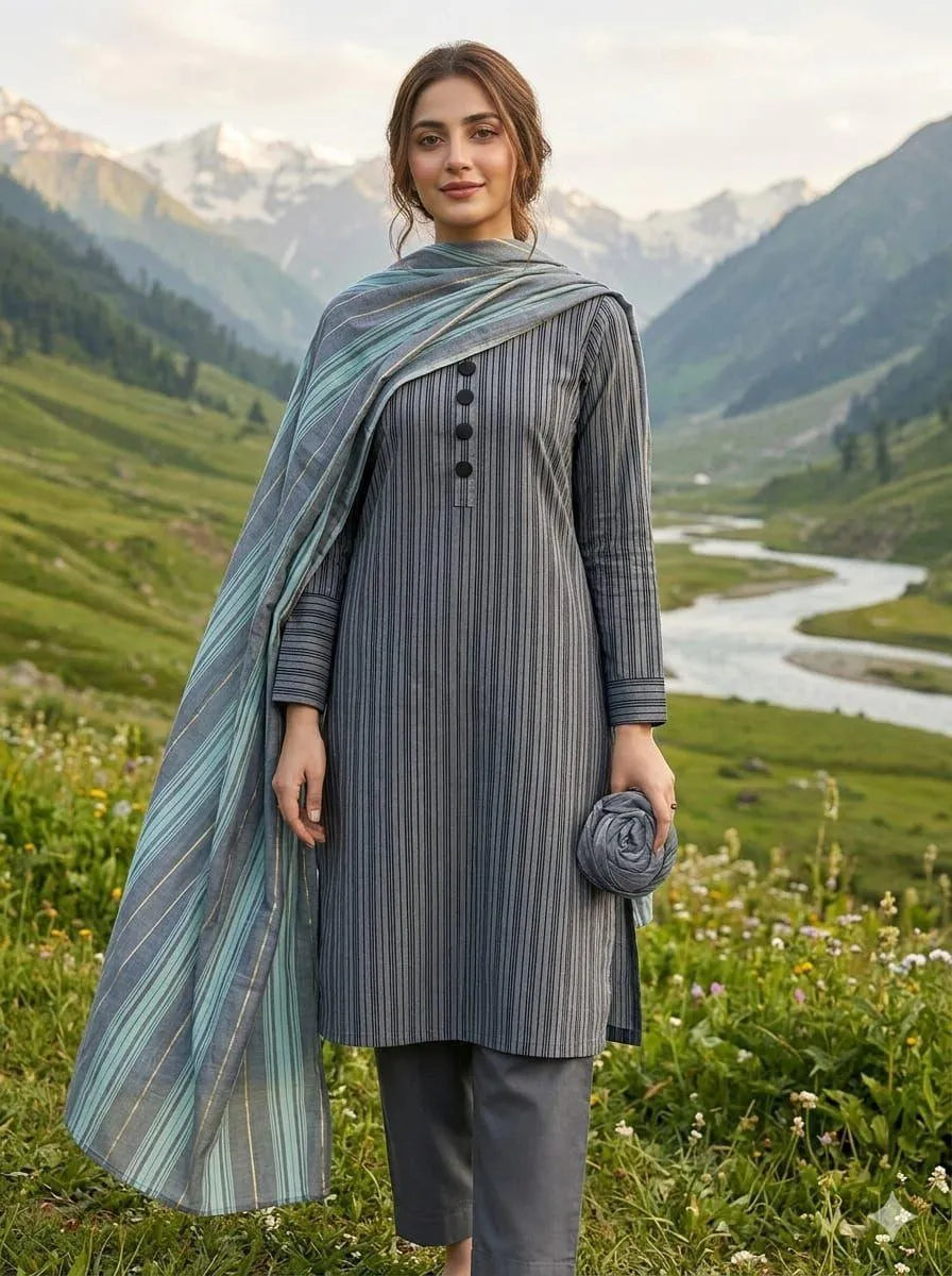 3 Pcs Women's Unstitched Printed Suit