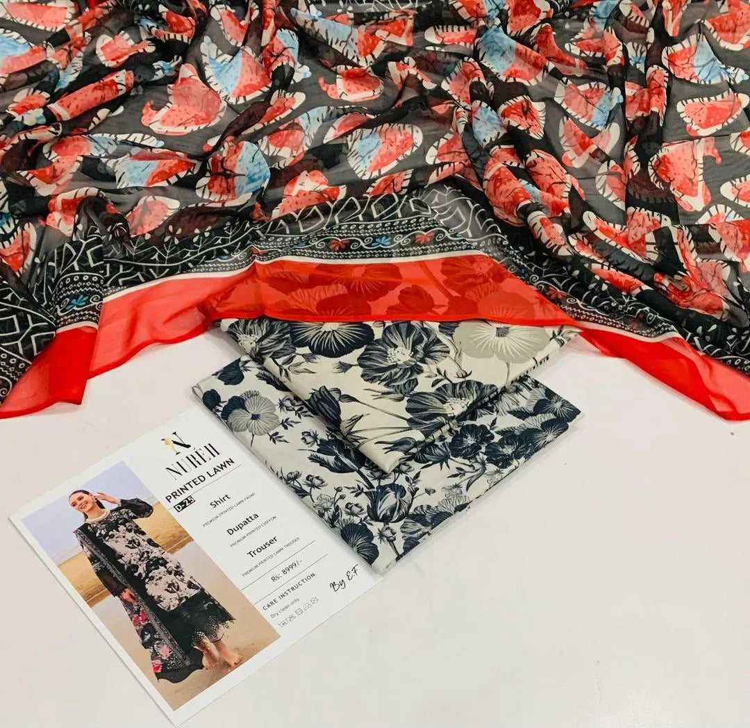 3 Pcs Women's Unstitched Printed Suit
