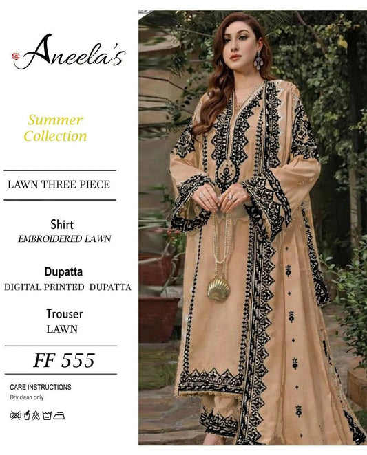 3 Pcs Women's Unstitched Embroidered Suit