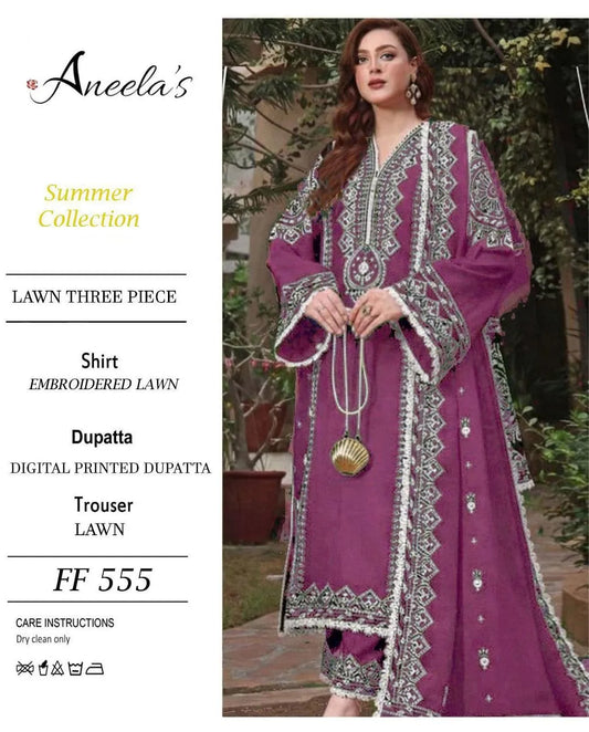 3 Pcs Women's Unstitched Embroidered Suit