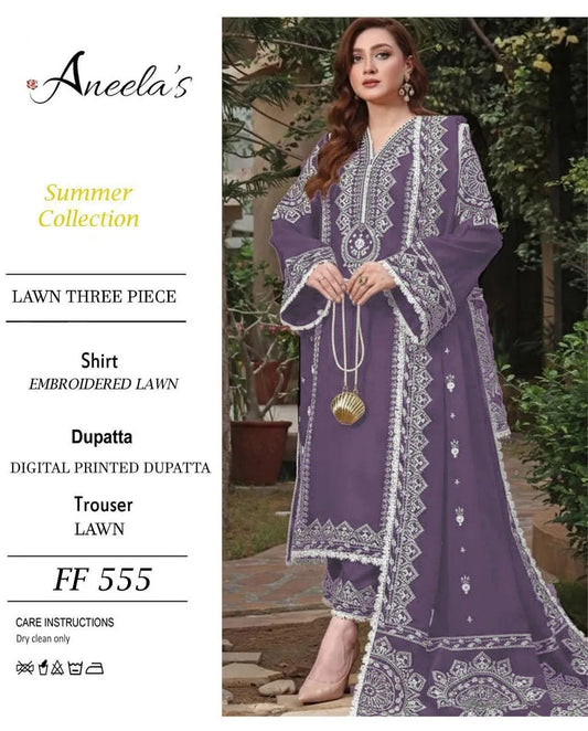 3 Pcs Women's Unstitched Embroidered Suit