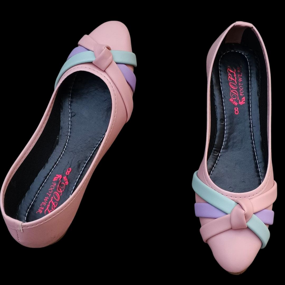 Women Synthetic Leather Pink Pumps Semi Formal