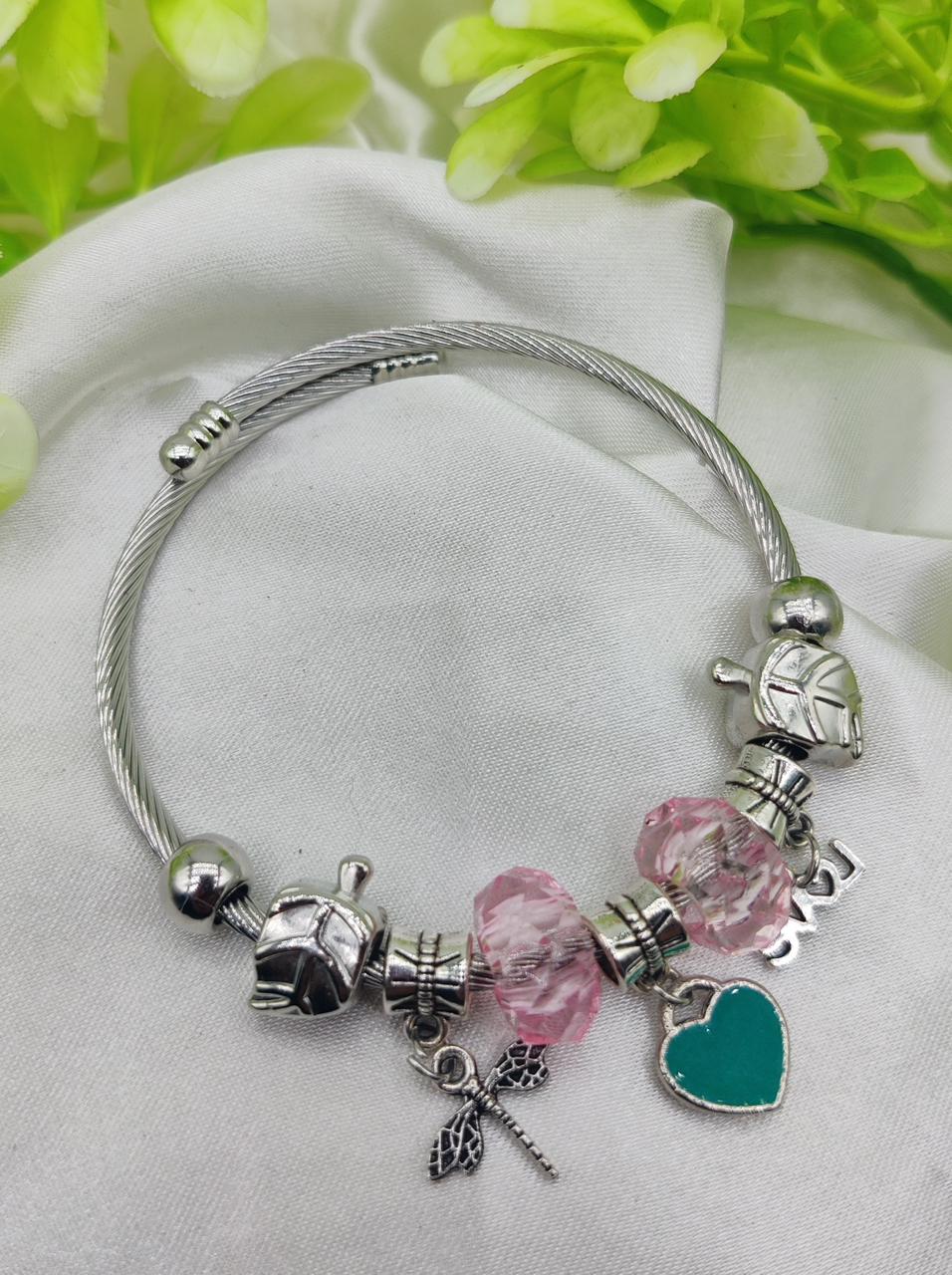 1 Piece Imported Elegant Pandora Bracelet with Heart &amp; Love Charms ??? | Best Quality Bracelet For Girls &amp; Women | Girls &amp; Women Jewellery