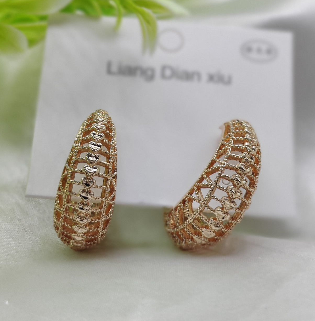Imported Elegant Hollow Heart Design Gold-Plated Hoop Earrings - Luxurious Gold Finish | Best Quality Artificial Earrings For Girls &amp; Women