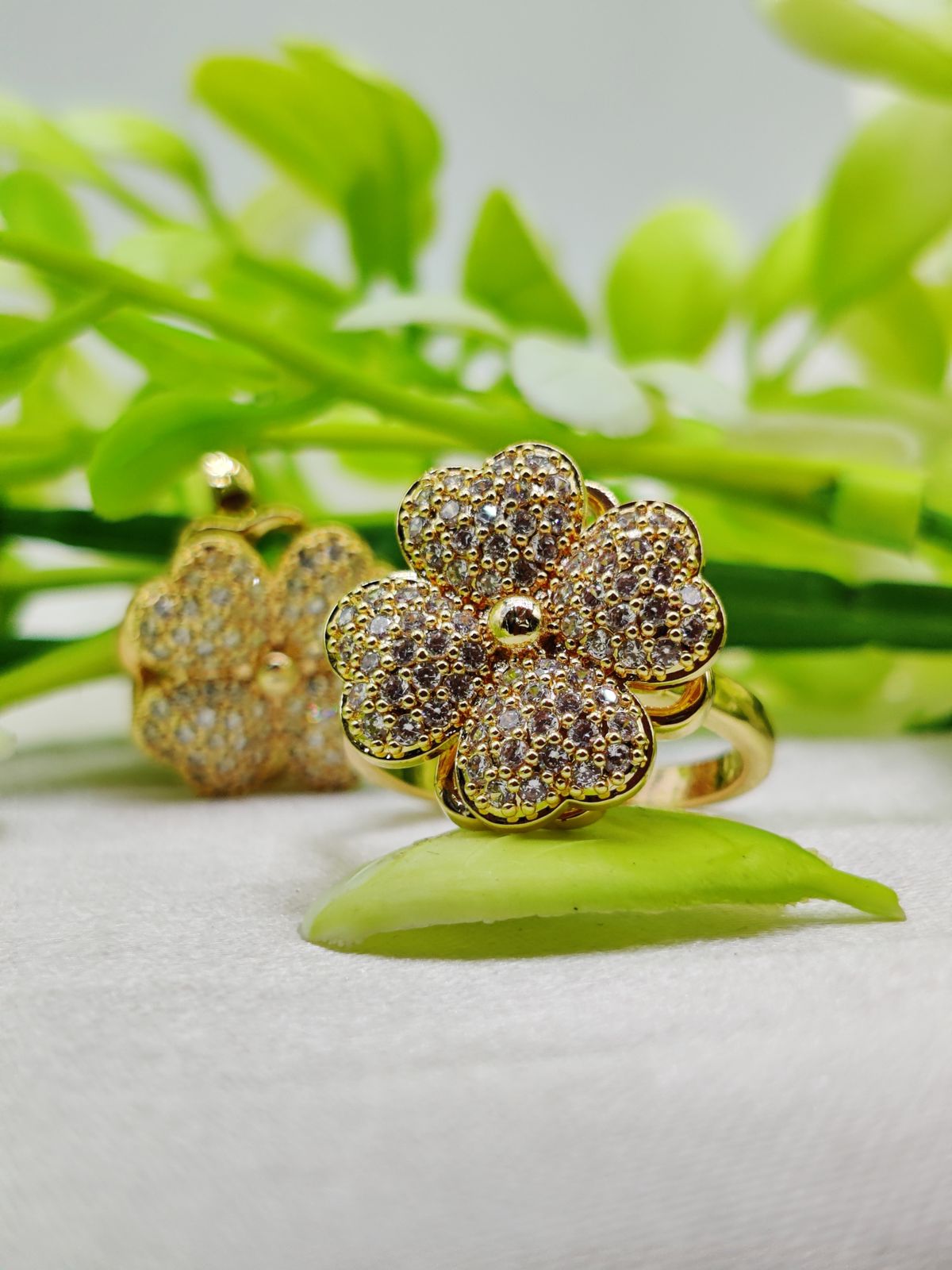 1 Piece Imported Blossoming Elegance Moveable Ring – Gold &amp; Silver Color Options ?? | Luxurious Design Ring | Adjustable Ring | Ring For Girls &amp; Women ? - Golden